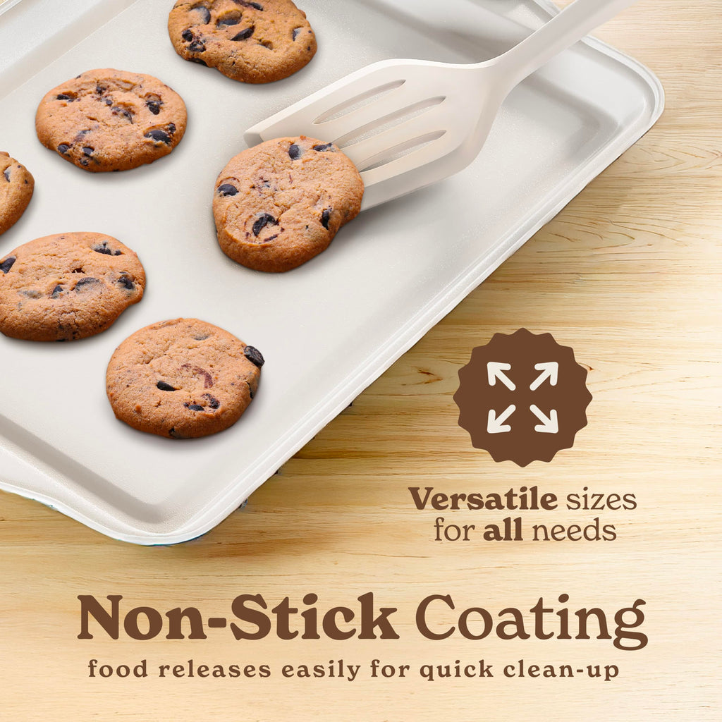 Nonstick Stackable Bakeware Set - Heavy Duty, Durable, Easy Release Baking Set, Cream, 10 Pcs