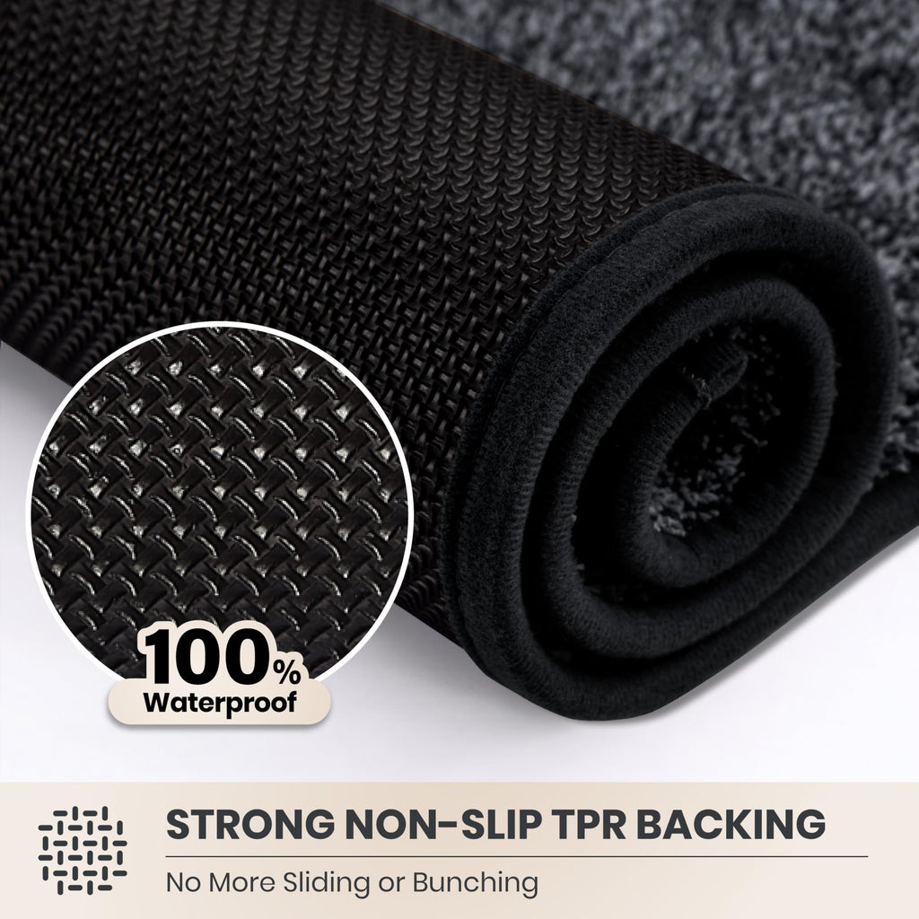 Hallway Runner Rug, 24" x 84", Bluish Grey-Black