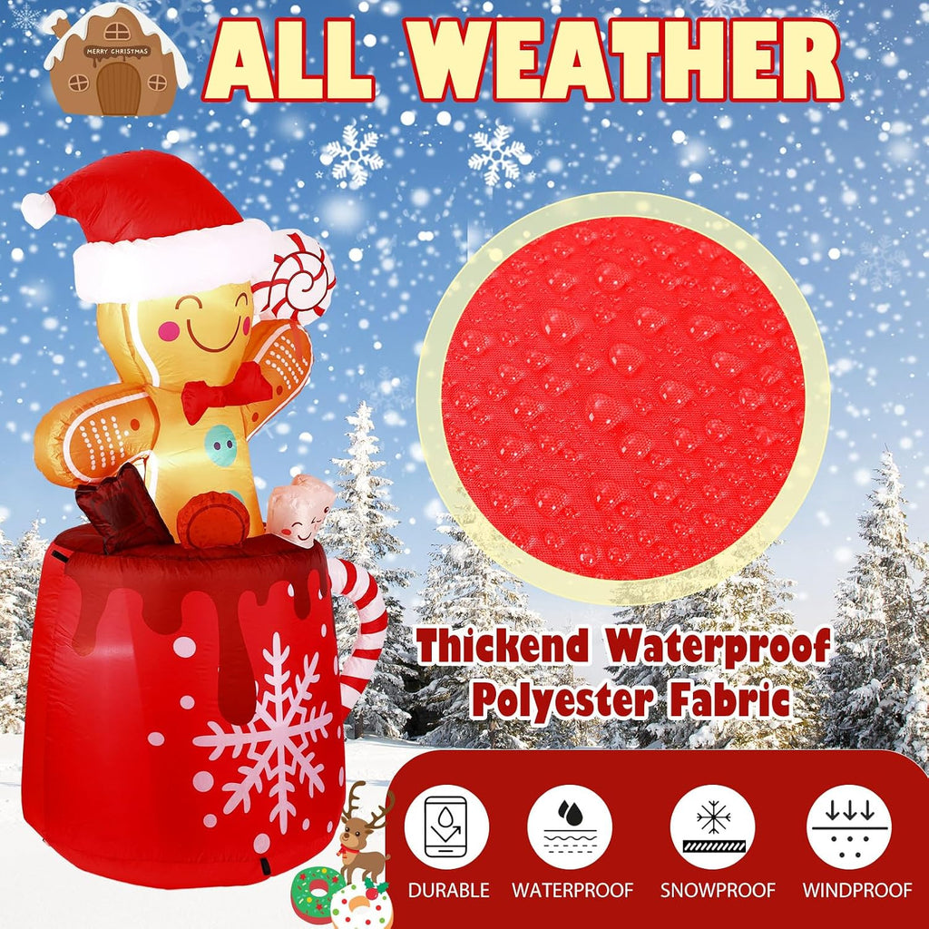 6 FT Christmas Inflatables Gingerbread Inflatable Outdoor Decoration