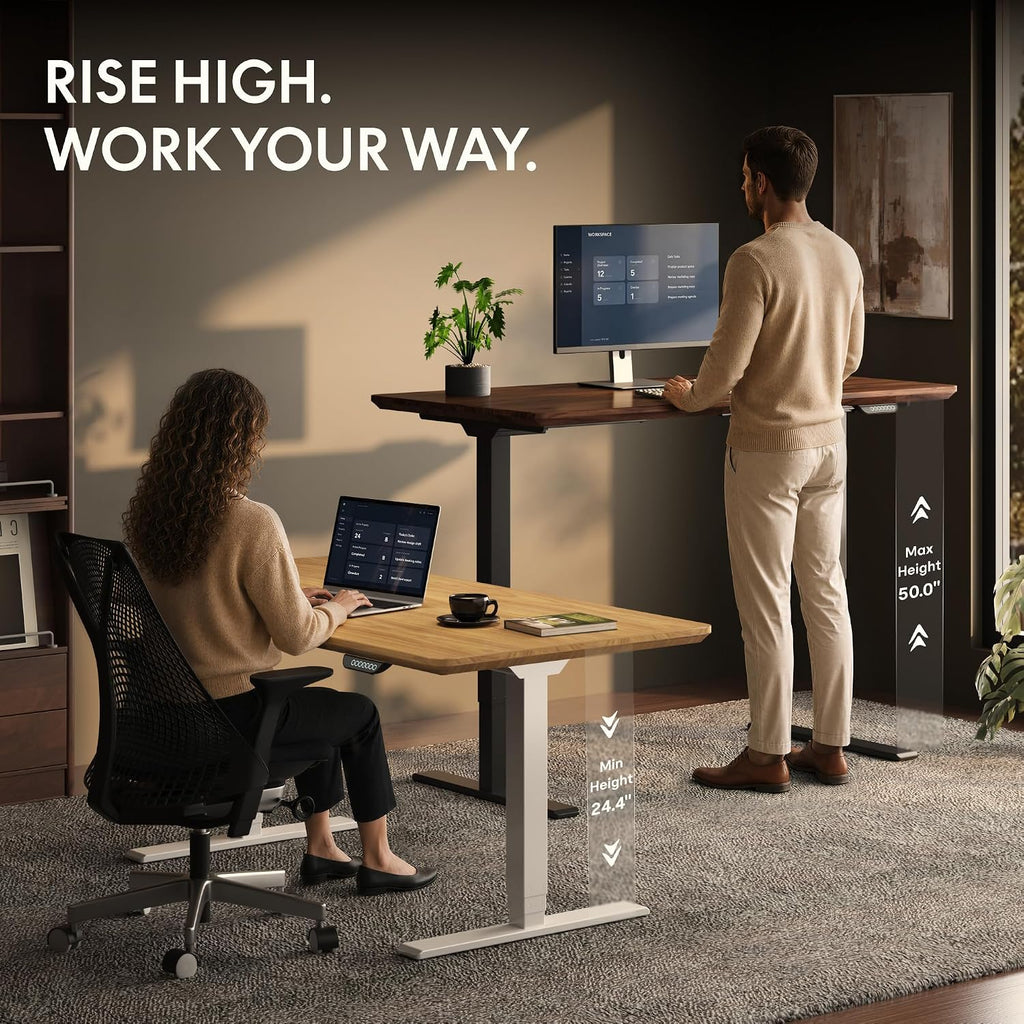 E6 MAX Solid Black Walnut Wood Standing Desk 71"x31", Solid Hardwood Ergonomic Beveled Desktop, Dual Motor 3-Stage
