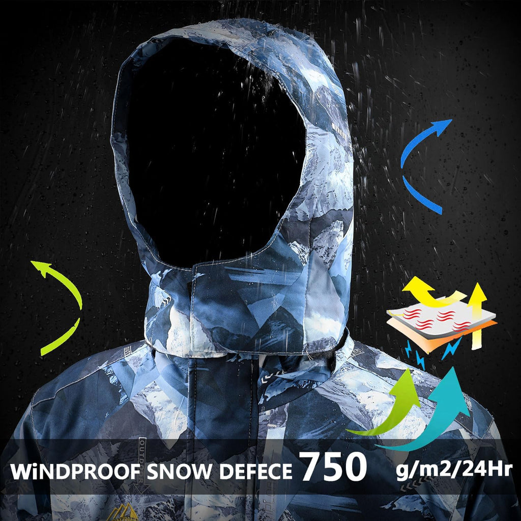 Boy's Waterproof Ski Jacket Warm Winter Snow Coat Kids Fleece Snowboarding Jackets Thick Hooded Windproof Coats
