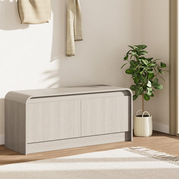 Modern Curved Entryway Shoe Storage Bench