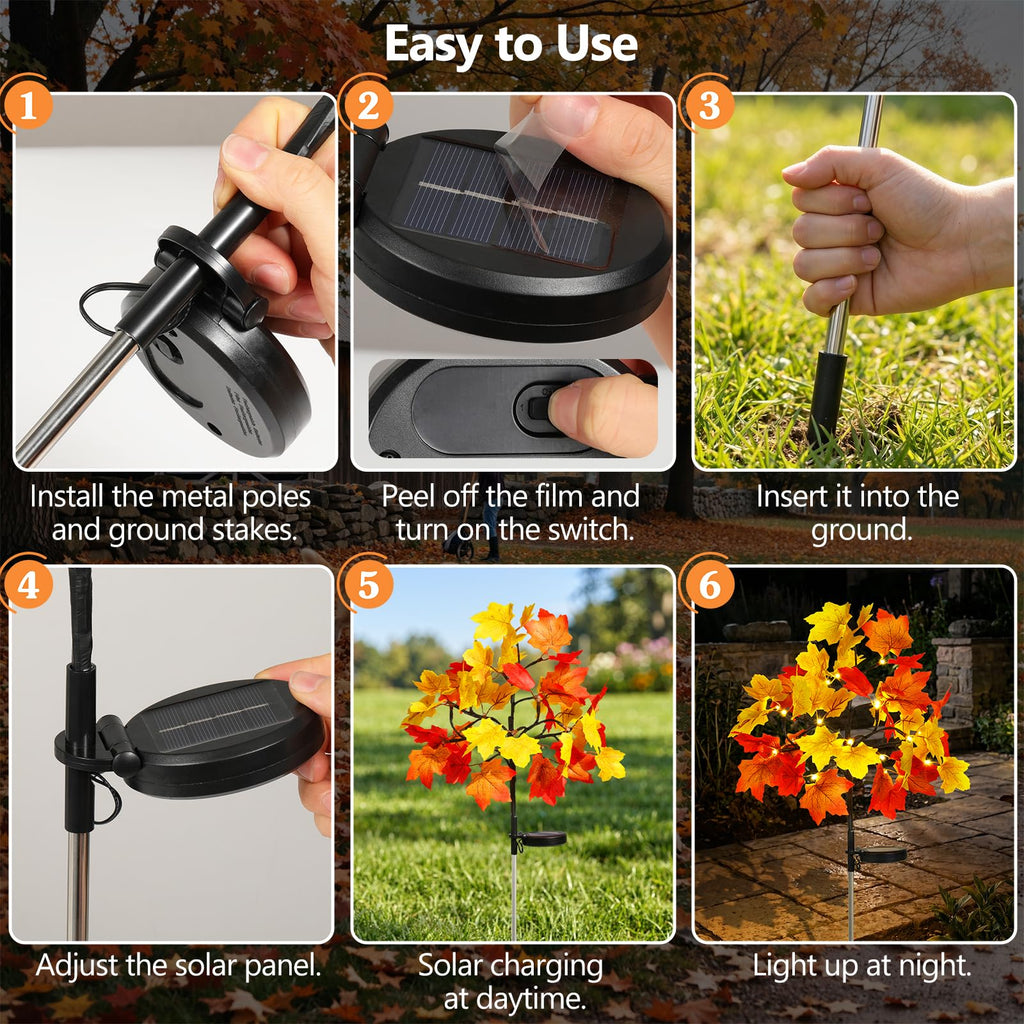 4 Pack Fall Solar Lights Outdoor Decorative
