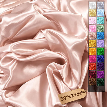 Satin Fabric by The Yard, 59" x 2 Yards, Silky Charmeuse Satin, Rose Gold