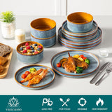 ONION Ceramic Dinnerware Sets, 12 Pieces Stoneware Plates and Bowls Sets for 4