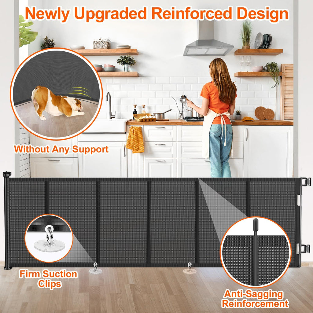 120 Inch Retractable Baby Gates Extra Wide Reinforced Baby Dog Gate