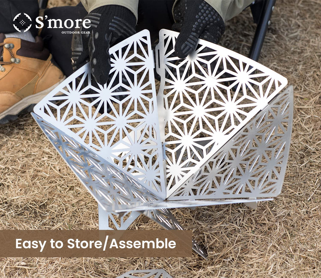Portable Assembled Camping Fire Pit, Outdoor Fire Pit with grill for cooking, Firepit Stove with storage bag, Backyard