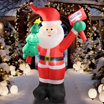 6 FT Christmas Inflatable Santa Claus Outdoor Decorations with Built-In LEDs, Blow-Up Santa for Yard Decorations