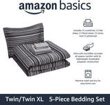 5-Piece Lightweight Microfiber Comforter Set with Sheets, Bed-in-a-Bag, Gray Calvin Striped Bedding, Twin/Twin XL