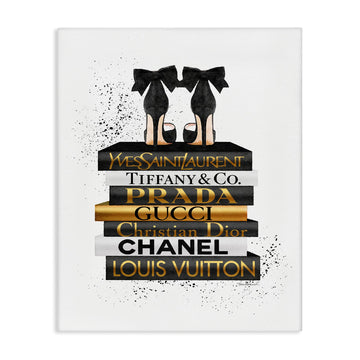Glam Bookstack Animal Print, 16 x 20 Inch Canvas Wall Art