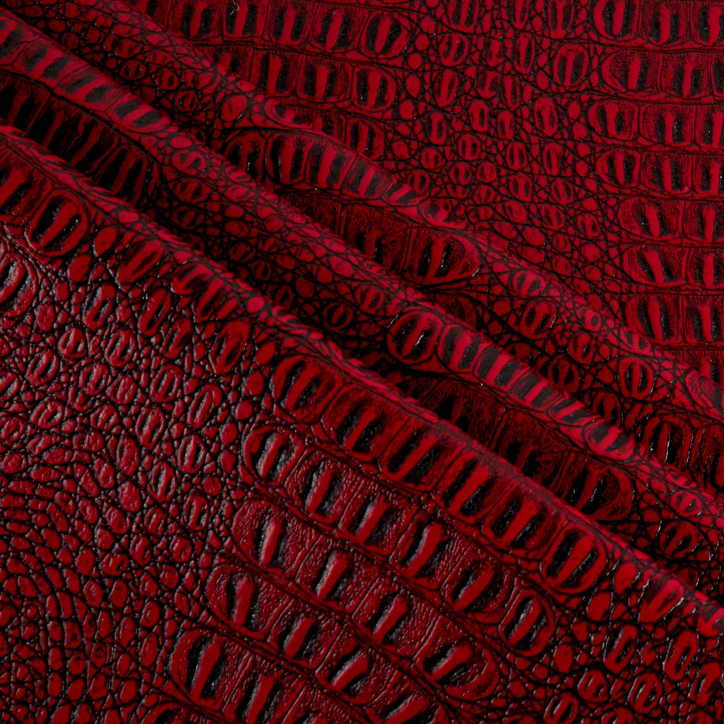 Faux Leather Gator Red/Black, Fabric by the Yard