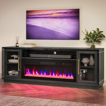 74" Extra Large TV Stand for TVs Up to 85", Media Console Table with 42" Electric Fireplace Heater, Entertainment