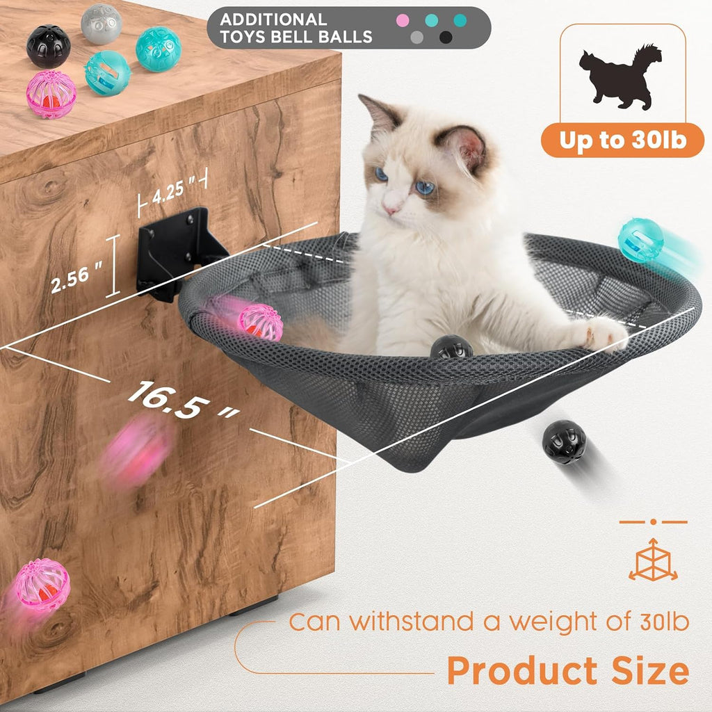 Cat Hammock Wall Mounted, Foldable & Stable Cat Beds- Breathable Cat Wall Shelves for Sleeping, Playing, Climbing