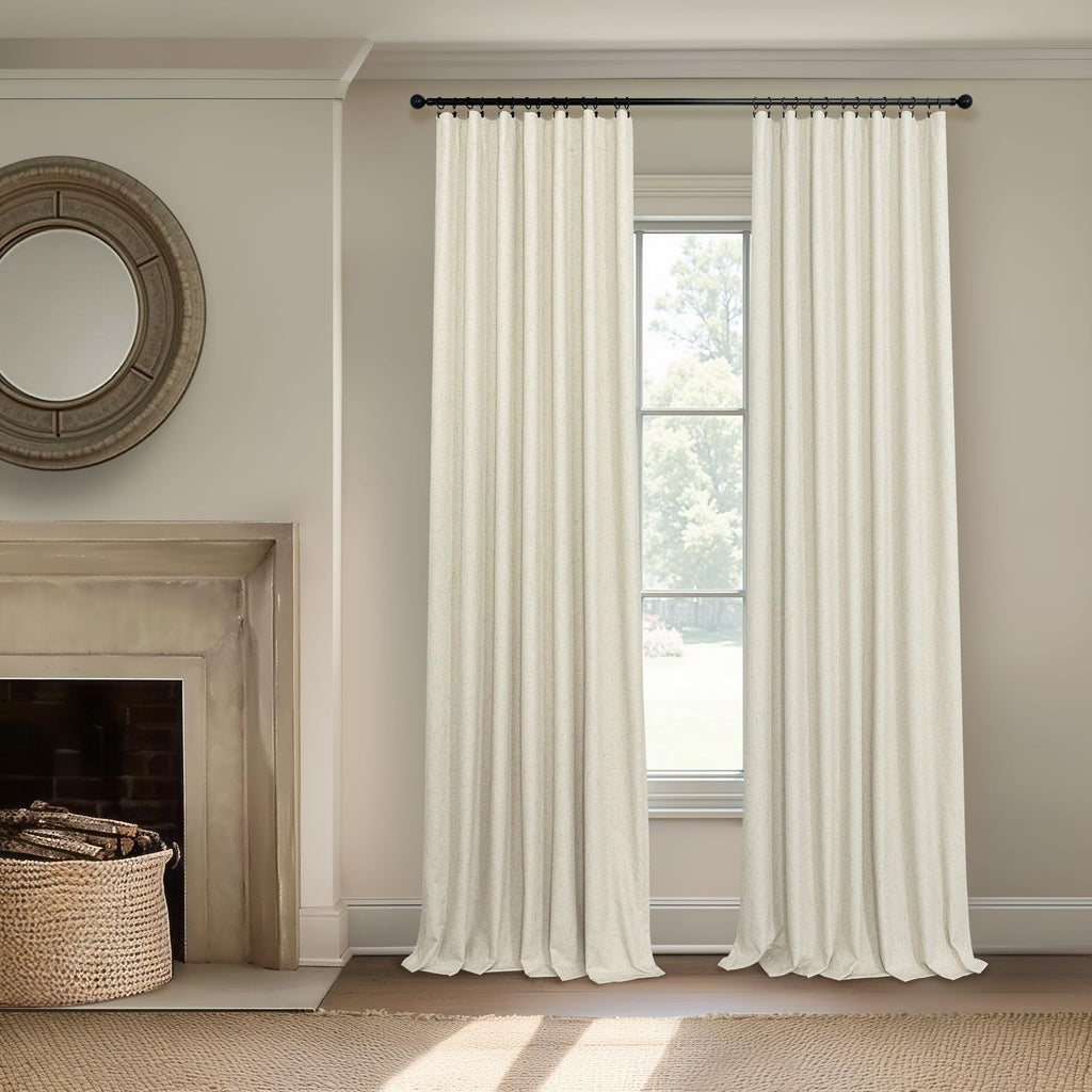 Black Out Burlap Curtains 63 Inch Long Faux Linen Farmhouse Bedroom Blackout Curtain 63 Inches Length 2 Panels Set