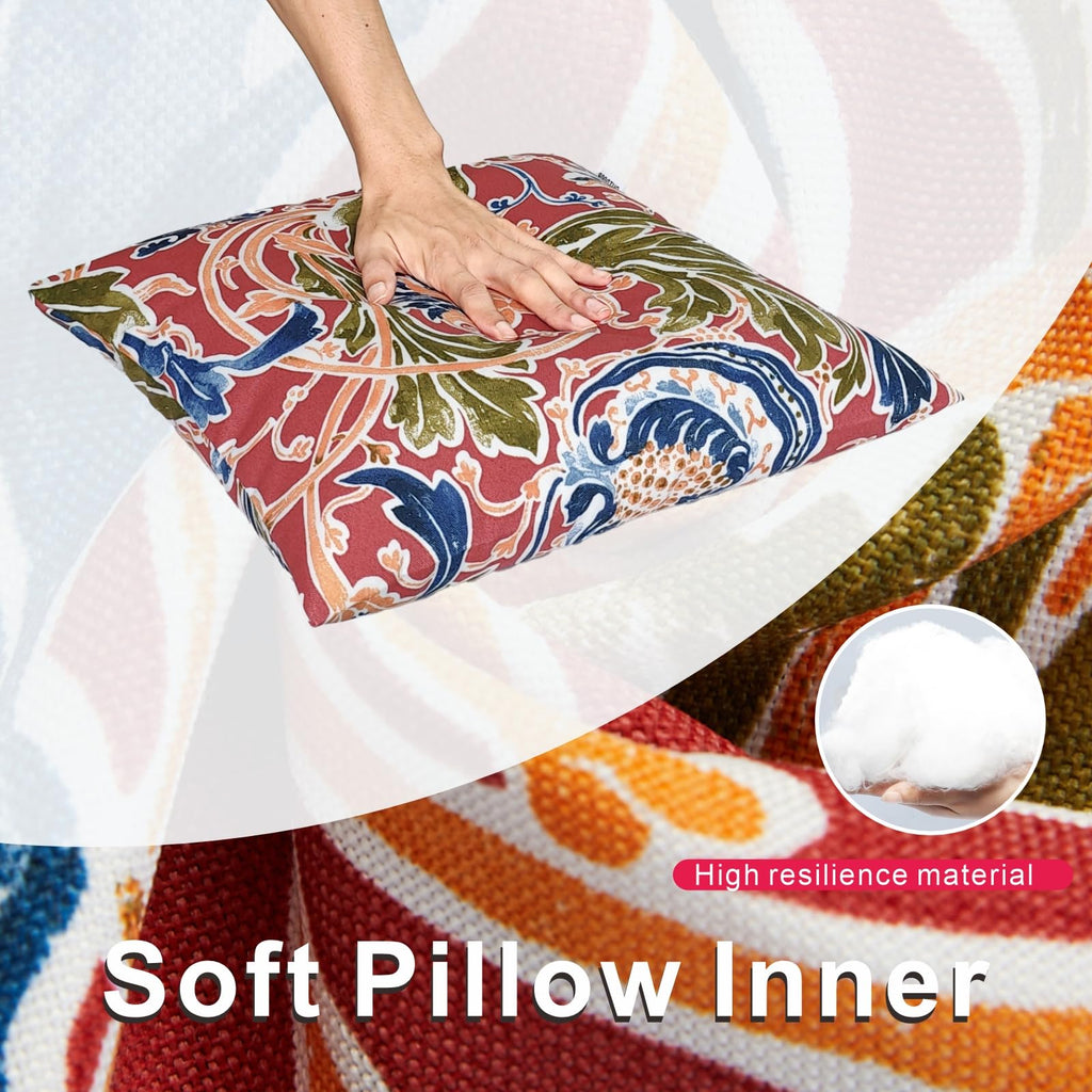 2 Colors Blue and Red Outdoor Pillows Waterproof Throw Pillows