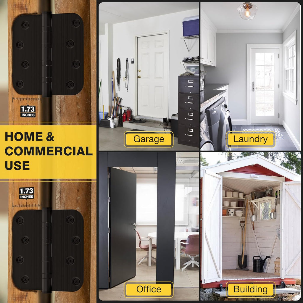 Ball Bearing Door Hinges, 4 x 4 Inches Door Hinges, Heavy Duty Stainless Steel Hinges, 5/8'' Radius Corner