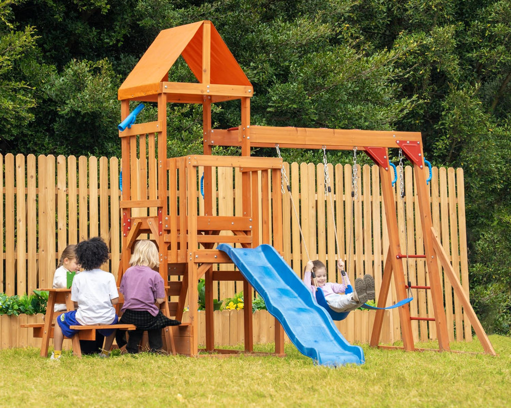 Playground Cedar Wooden Swing Sets for Backyard with Monkey Bar