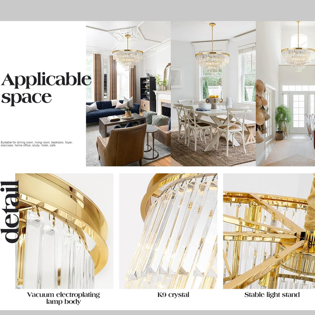Inspired Odeon Style 10-Light Gold Plated Crystal 5-Tier Modern Chandelier W28" - A107-B07HKXNGVK