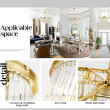 Gold Plated Modern Crystal Chandeliers Lighting Contemporary Pendant Chandelier Ceiling Lamp Lights Fixture 5-Tier (10 Lights) for Dining Living Room Entryway W28 Inch A107-B07HKXNGVK