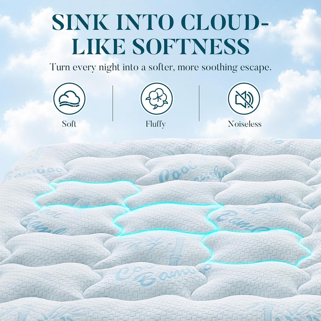King Mattress Topper, Cooling Gel Memory Foam Topper for Hot Sleepers | Bamboo-Derived Breathable Fabric, Soft