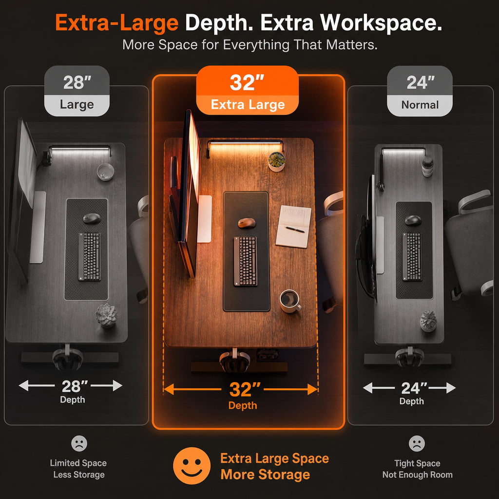 55x32 Large Electric Standing Desk, Height Adjustable Computer Desk with 2 Memory Presets, 31.5" Deep Desktop Sit