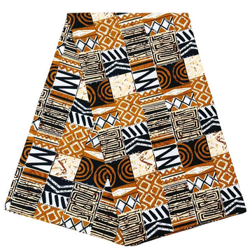 1 Piece of 6 Yard African Ankara Wax Print Fabric Kente Fabric Batik Ankara for Sewing for Party Dress (Brown)