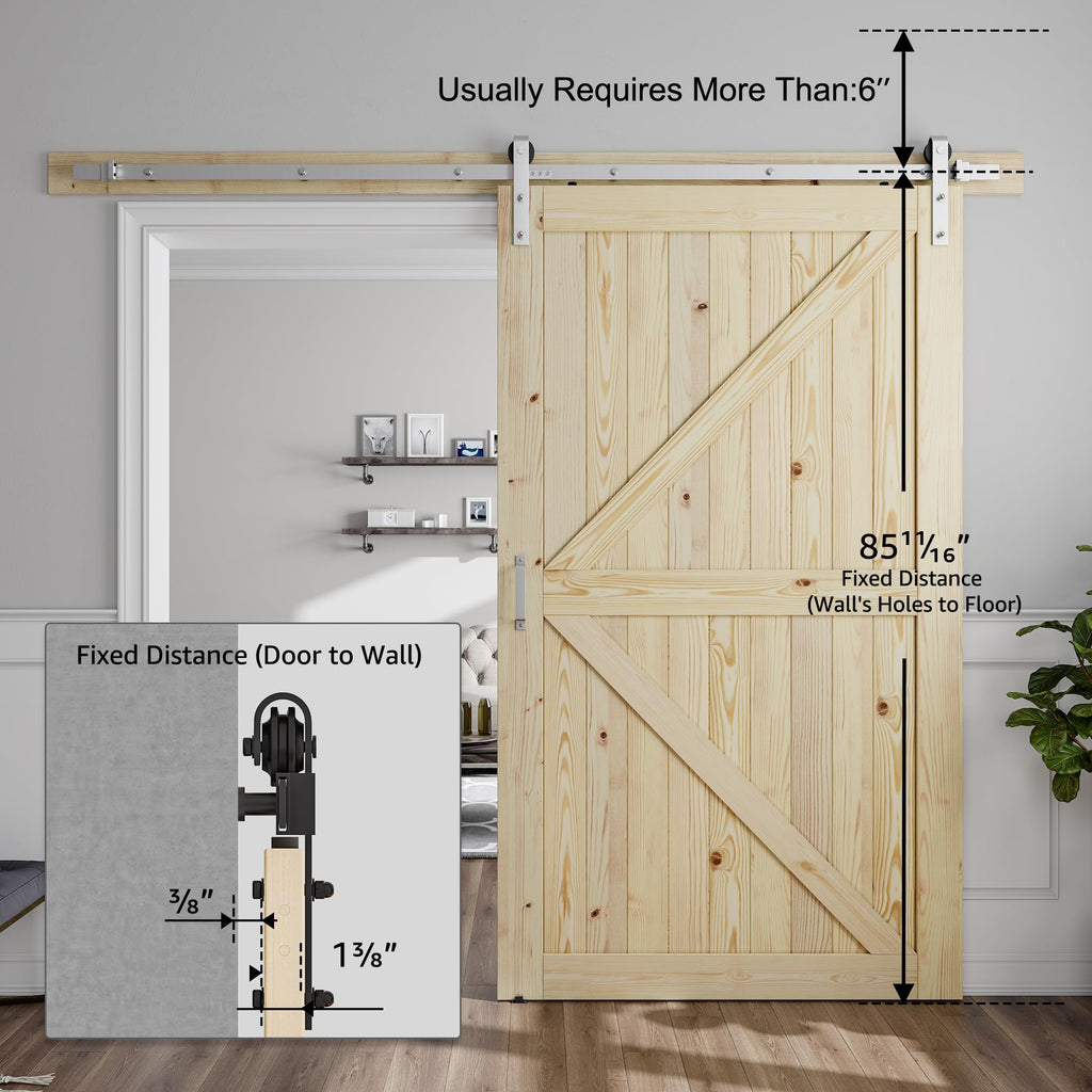 48in x 84in Sliding Barn Door with Brushed Nickel Hardware
