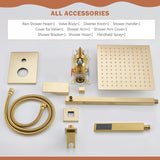Gold Shower System, Shower Faucet Set with 10-Inch Rain Showerhead and Handheld Spray