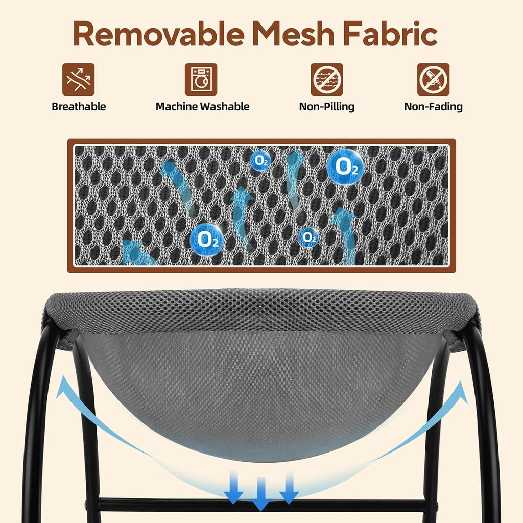 Raised Cat Hammock Bed, Free Standing Cat Cot with Washable Mesh, Pet Bed for for Kittens, 17.1 x 17 x 9.5 inches