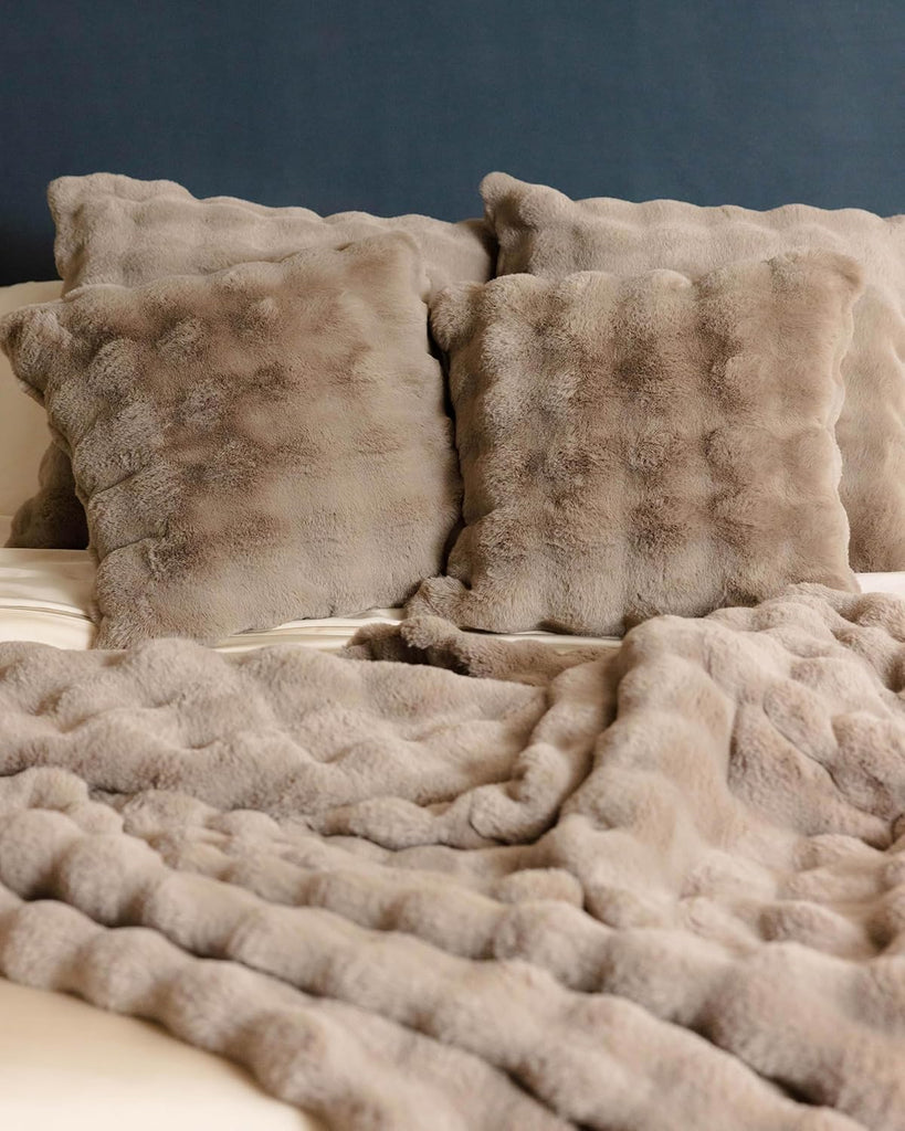 Earth Bubble Cuddle Blanket, Faux Fur Ultra-Soft Luxury Throw Blanket | Comfortably Weighted Design for Lounging or