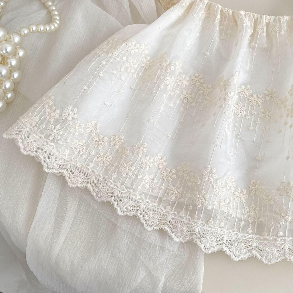 Toddler Baby Girl 2Pcs Lace Summer Outfit Sleeveless Ruffle Tops and Bloomer Shorts Set