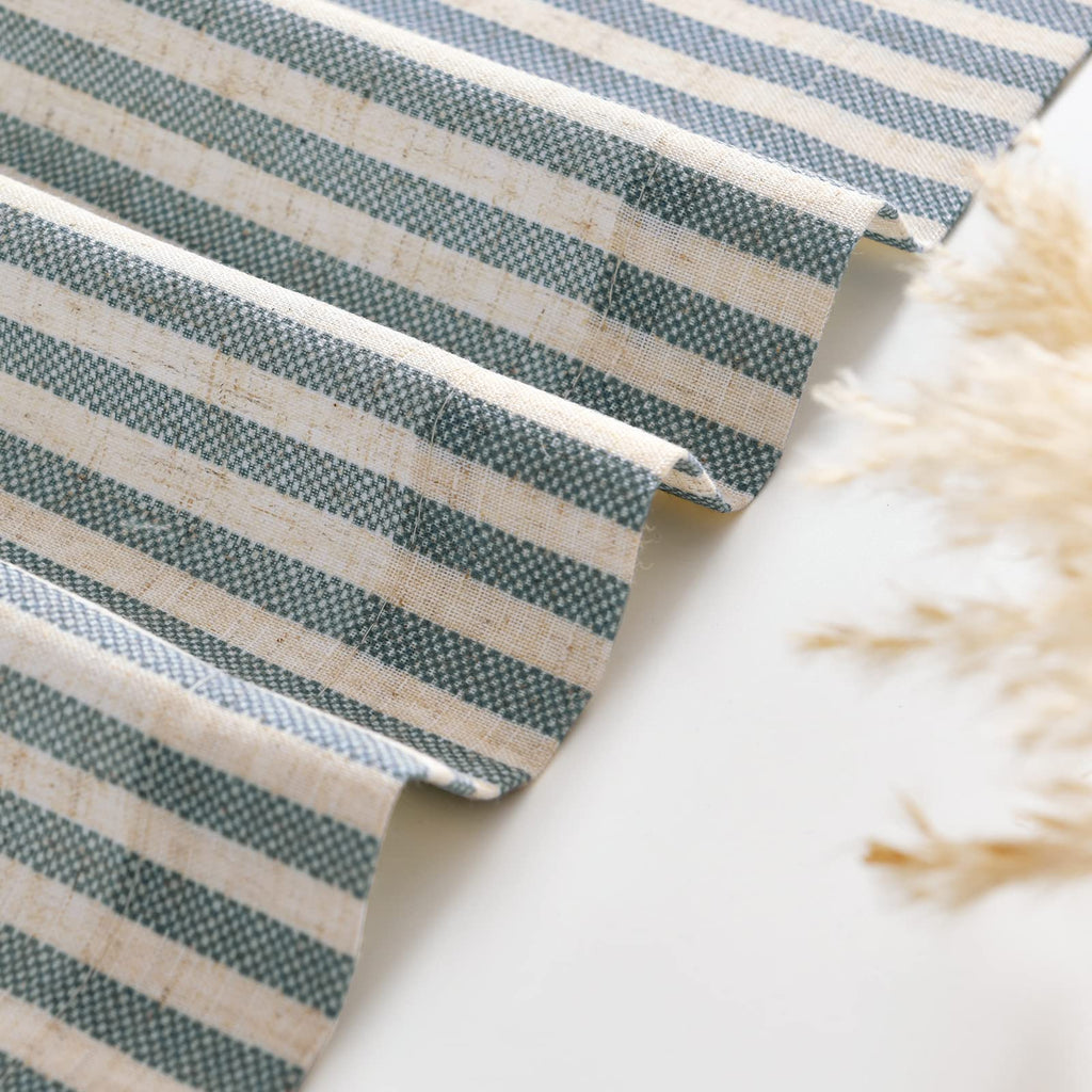 Kitchen Valance Linen Blend Stripe Short Curtain Farmhouse Country Rustic Pinstripe Tickingstripe Light Filtering Rod
