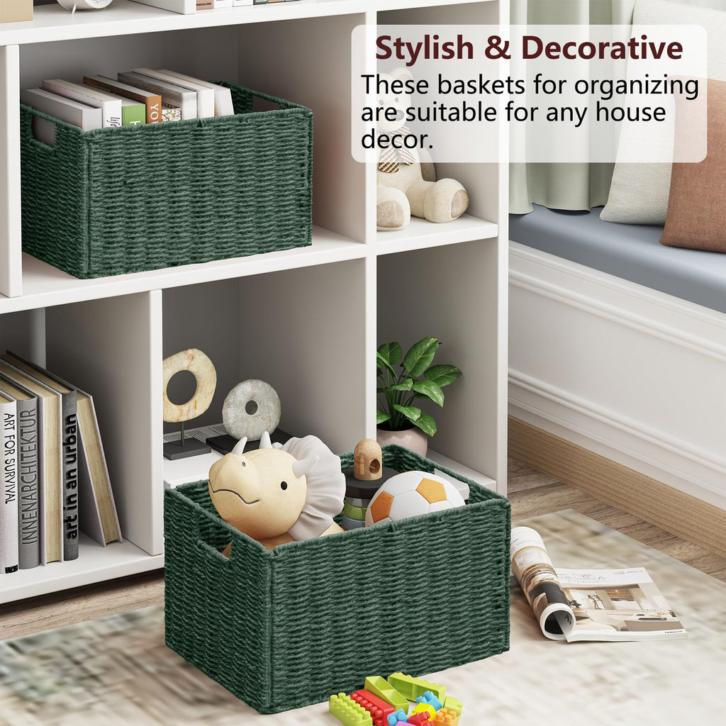 Large Wicker Storage Basket, Collapsible Baskets for Organizing