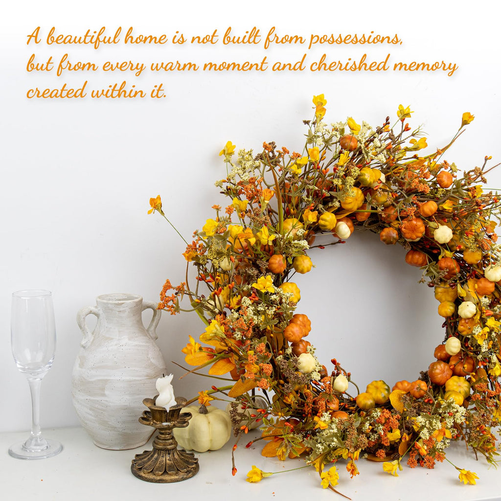 22 Inches Fall Wreath Fall Wreaths for Front Door Thanksgiving Wreath