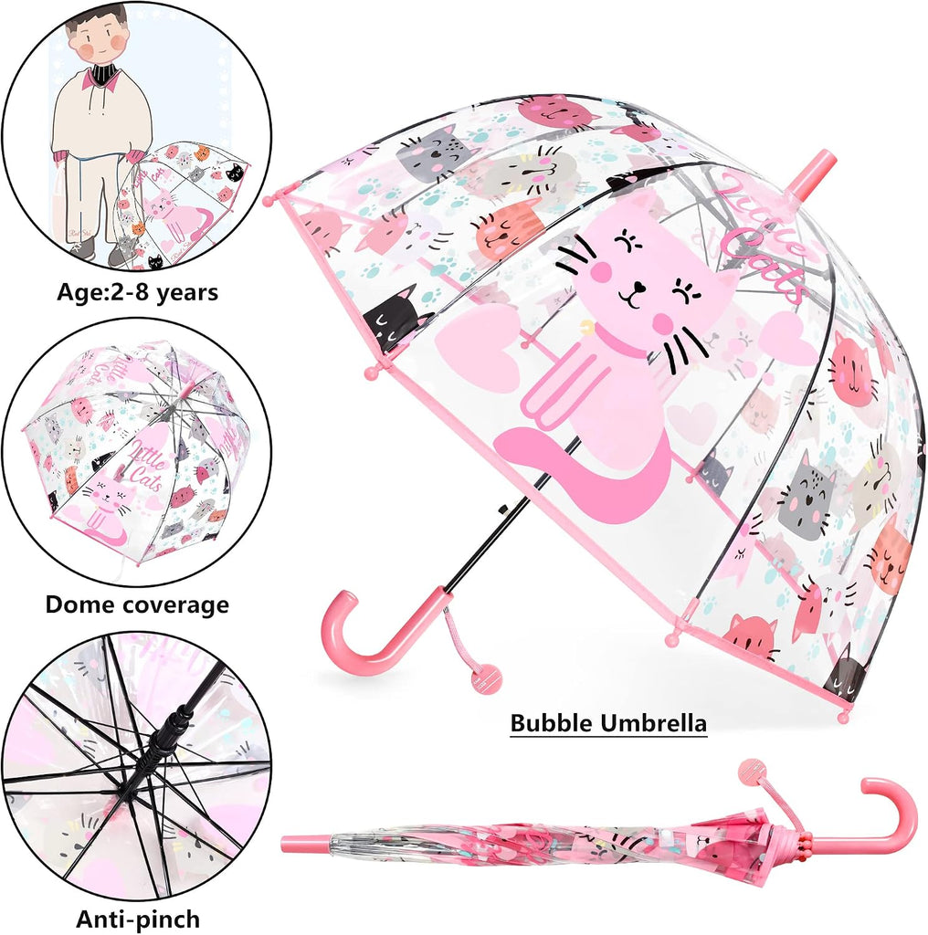 Kids Umbrella Clear Bubble Umbrellas for Rain,Safety Dome Windproof Umbrella for Kid Girls and Boys