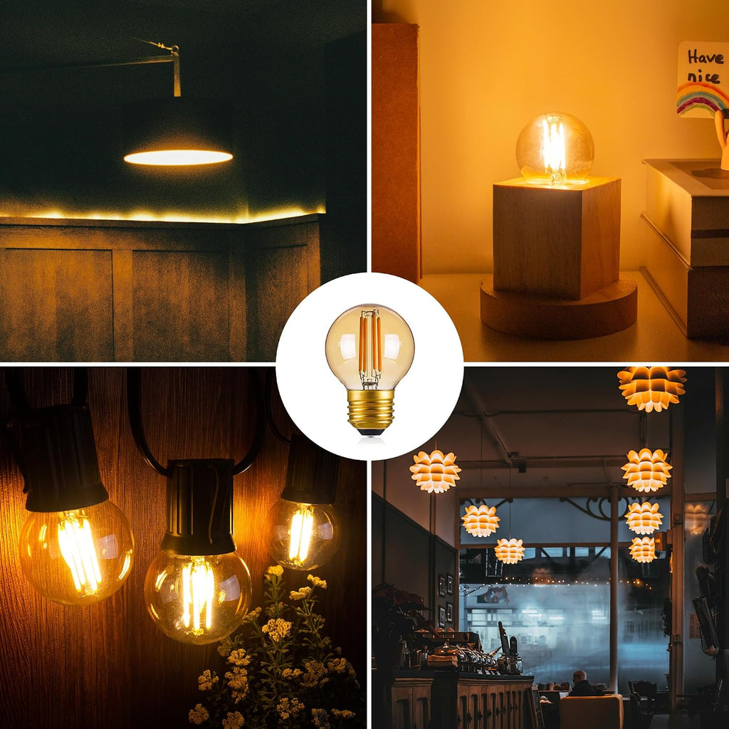 Dimmable G16.5 Amber LED light Bulb 40 Watt,E26 Vintage Edison Light Bulb