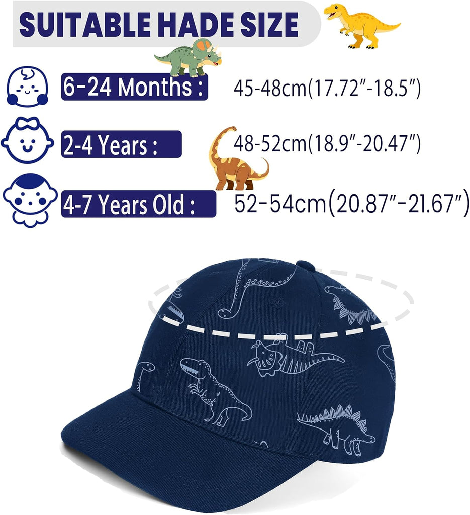 Toddler Sun Hats Baby Boys Cap Girls Adjustable Dinosaur Baseball Kids Hats