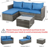 Outdoor Patio Furniture Sets, Small Outdoor Sofa Patio Sectional Sets 3-Piece All Weather Wicker Rattan Seating Sofas