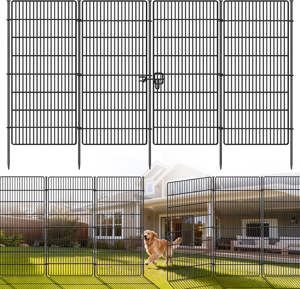 10 Panels No Dig Decorative Garden Fence - 48 in (H) x 21 ft (L), Tall Garden Fences - Dog Fence Outdoor for Yard