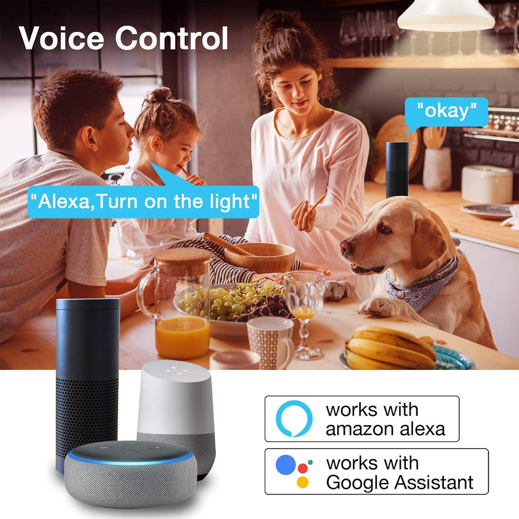 Smart Light Bulbs, RGBCW Wi-Fi Color Changing Led Bulbs Compatible with Alexa & Google Home Assistant, A19 E26 9W
