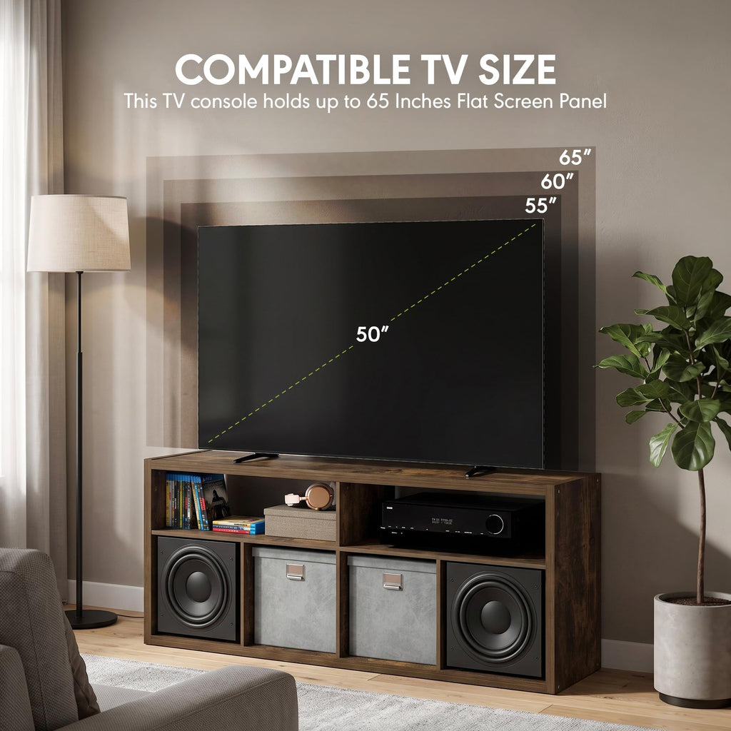 Viola 6-Shelf TV Stand for TV up to 65 Inch, Amber Pine