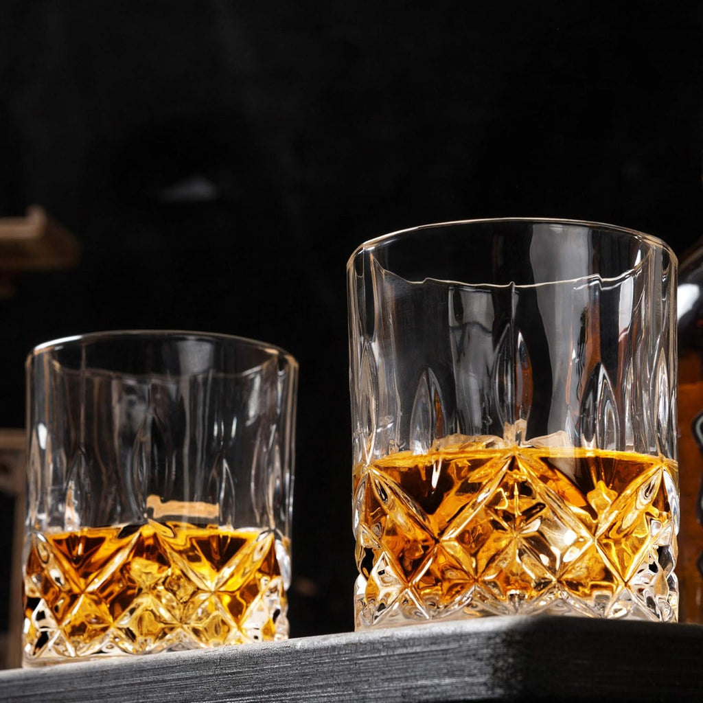 Old Fashioned Whiskey Glasses with Luxury Box - 10 Oz Rocks Barware For Scotch, Bourbon, Liquor and Cocktail Drinks