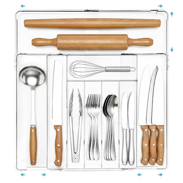 Expandable Silverware Organizer, Kitchen Drawer Tray, 6-9 Slots