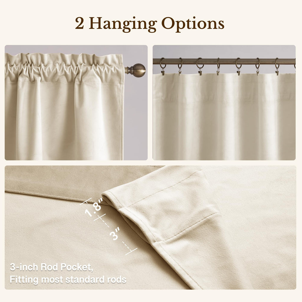 Beige Window Valance Curtains 52x18 Inch, 1 Panel