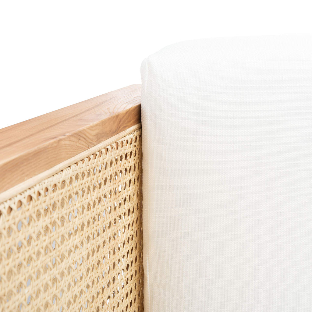 Couture Helena French Mid-Century Natural and Beige Rattan Daybed