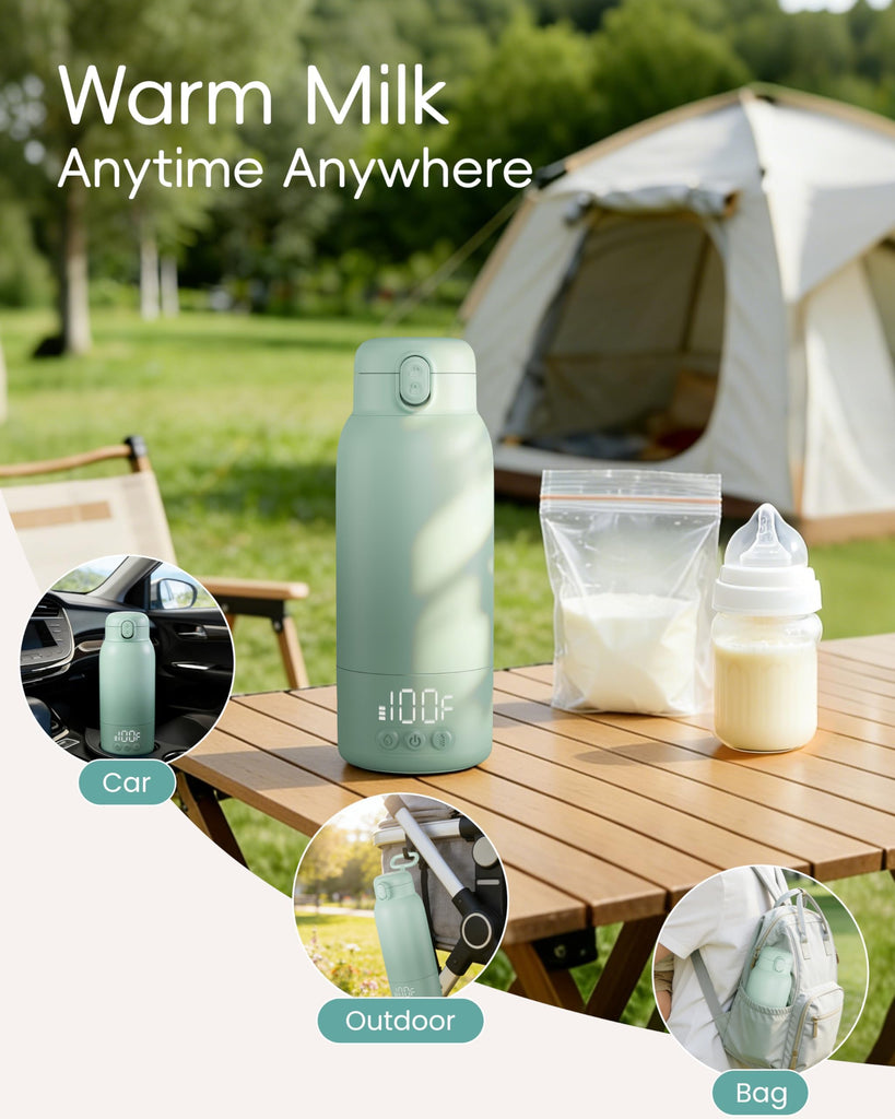 Portable Bottle Warmer for Travel, Baby Milk Warmer with Fast Heating & Long Battery Life, 17 Ounces Large Capacity