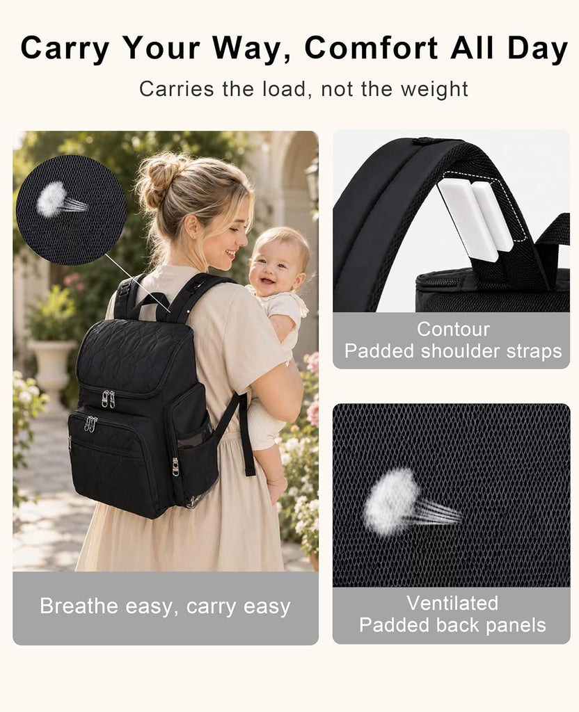 Diaper Bag Backpack for Mom and Dad, Baby Bag with Waterproof Changing Pad