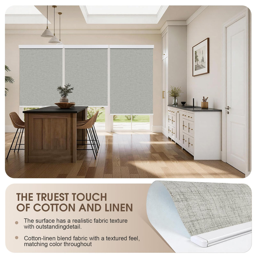 Cordless Blackout Roller Shades, 99% Light Blocking Blinds, Thermal Insulated Pull Down Window Shades Home