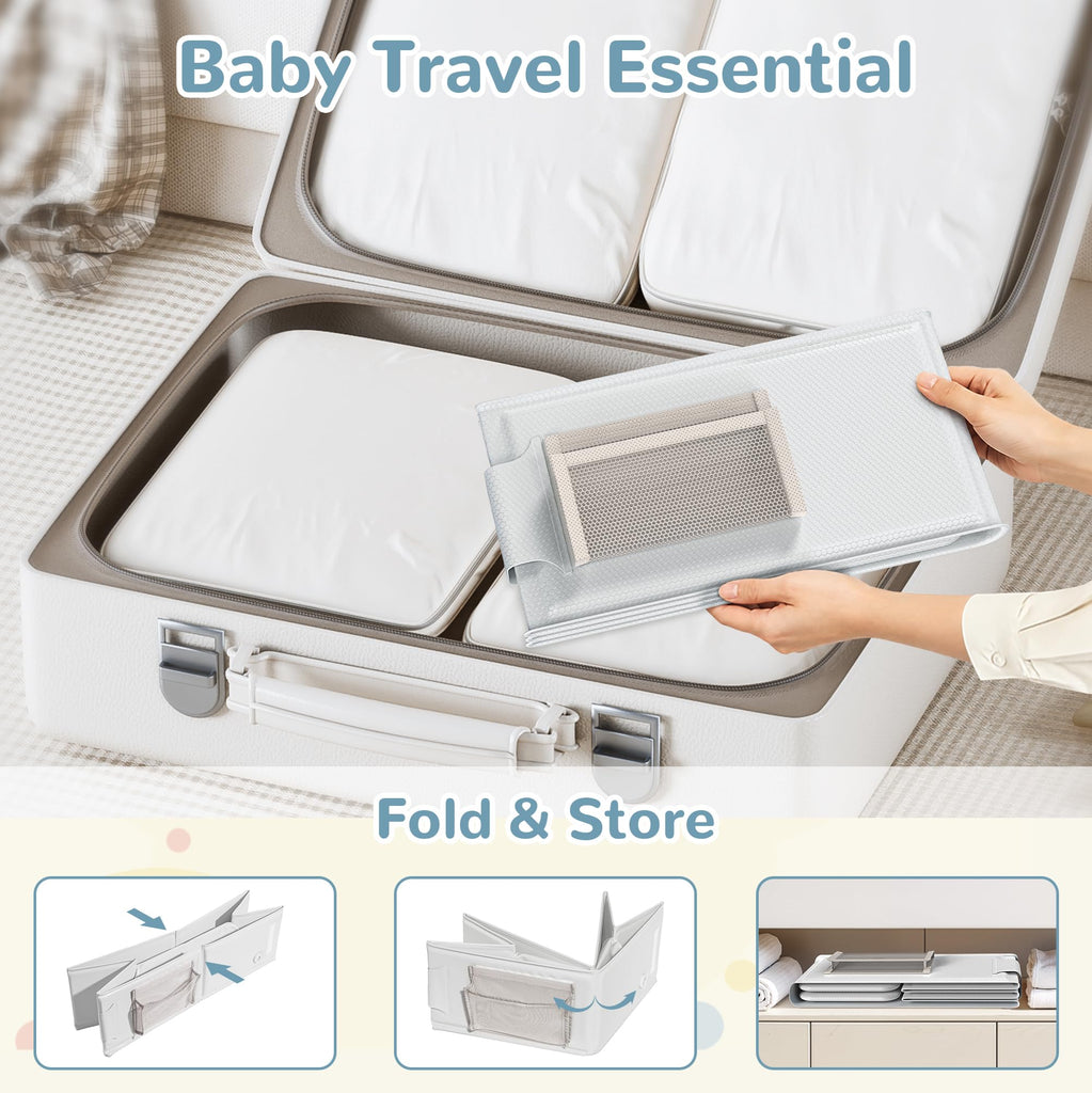 Collapsible Baby Bathtub, Foldable Toddler Bath Tub with Chick Pattern Bath Rinse Cup, No Assembly Portable Travel