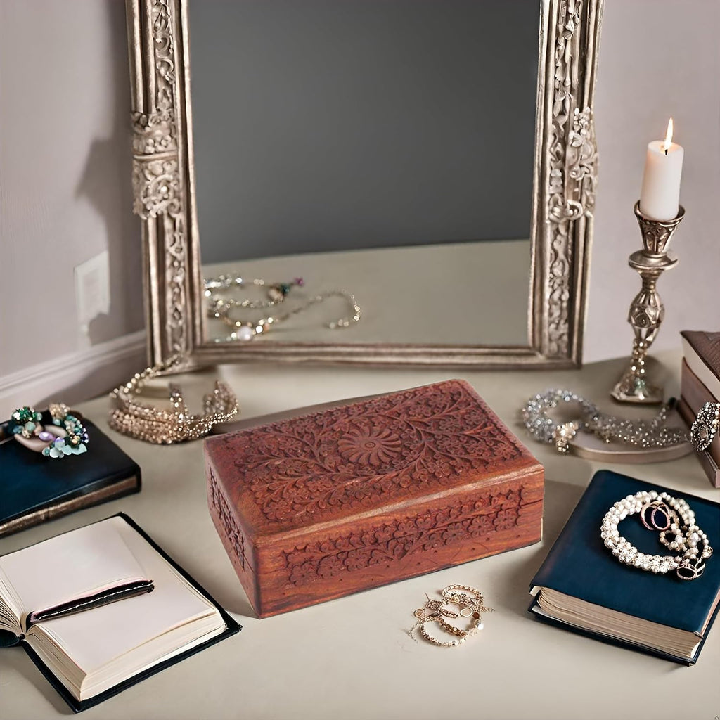 Jewellery Box for Women Wooden Jewel Organizer Hand Carved Jewellery box, Wooden Jewelry Organizer box, Vanity